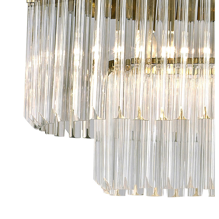 Nelson Lighting NL82349 Kobra Pendant Rectangle 7 Light Brass/Clear Glass