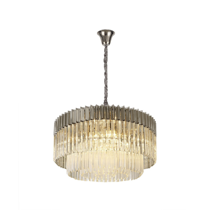 Nelson Lighting NL82359 Vienna Pendant Round 12 Light Polished Nickel/Clear Glass