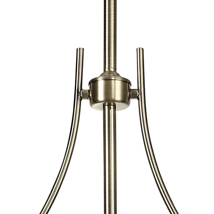 Nelson Lighting NLK03629 Louis 3 Light Telescopic Pendant With 33.5cm Prismatic Glass Shade Antique Brass/Clear