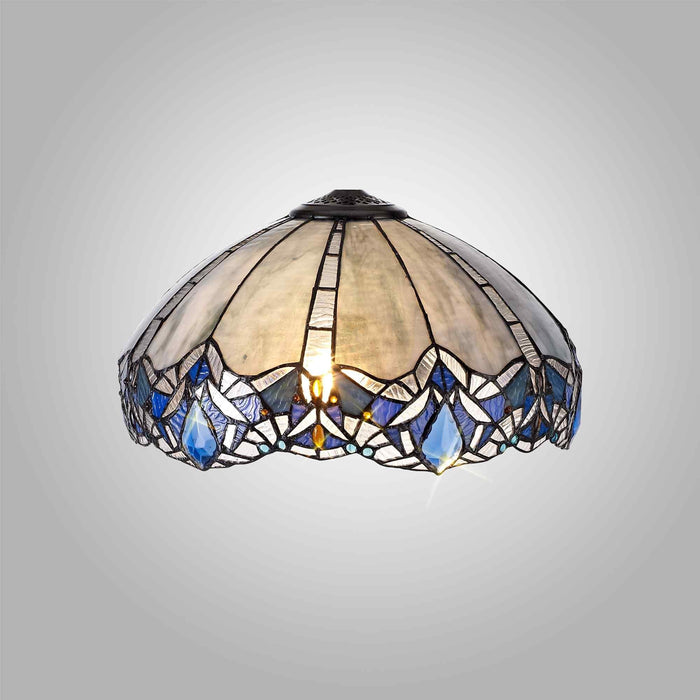 Nelson Lighting NL72759 Ossie Tiffany 40cm Shade Only Suitable For Pendant/Ceiling/Table Lamp Blue/Clear Crystal