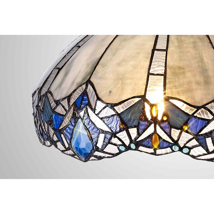 Nelson Lighting NL72759 Ossie Tiffany 40cm Shade Only Suitable For Pendant/Ceiling/Table Lamp Blue/Clear Crystal