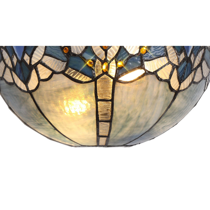 Nelson Lighting NL72769 Ossie Tiffany 30cm Wall Lamp 2 Light Blue/Clear Crystal (S)