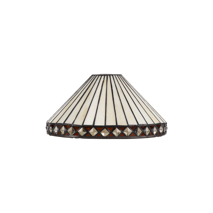 Nelson Lighting NLK02239 Tink 2 Light Semi Ceiling With 30cm Tiffany Shade Amber/Chrome/Crystal/Aged Antique Brass