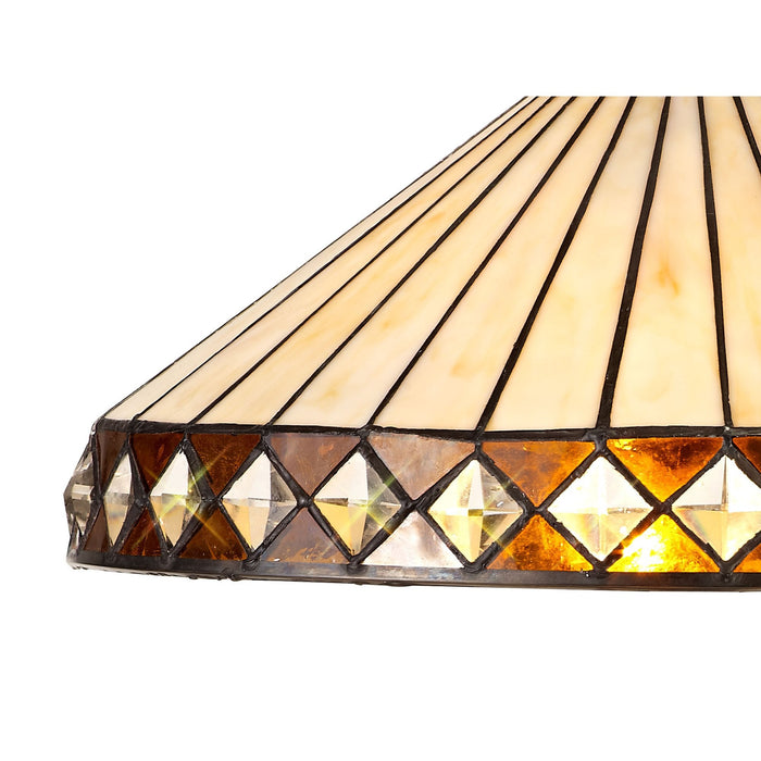 Nelson Lighting NLK02359 Tink 2 Light Octagonal Floor Lamp With 40cm Tiffany Shade Amber/Chrome/Crystal/Aged Antique Brass