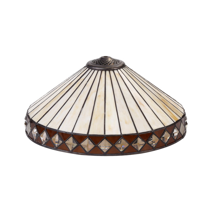 Nelson Lighting NLK02369 Tink 2 Light Leaf Design Floor Lamp With 40cm Tiffany Shade Amber/Chrome/Crystal/Aged Antique Brass