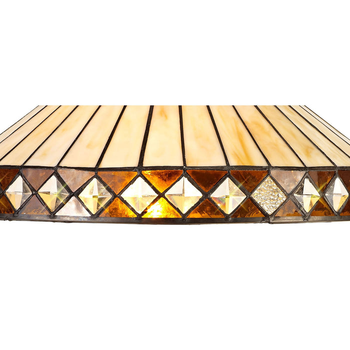 Nelson Lighting NLK02369 Tink 2 Light Leaf Design Floor Lamp With 40cm Tiffany Shade Amber/Chrome/Crystal/Aged Antique Brass