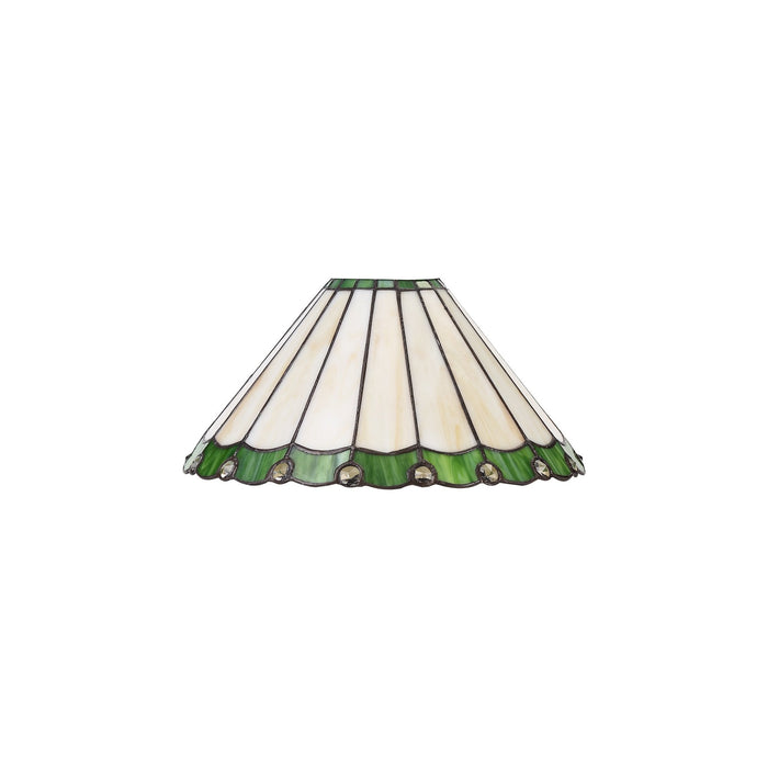 Nelson Lighting NLK02409 Umbrian 1 Light Curved Table Lamp With 30cm Tiffany Shade Green/Chrome/Crystal/Aged Antique Brass