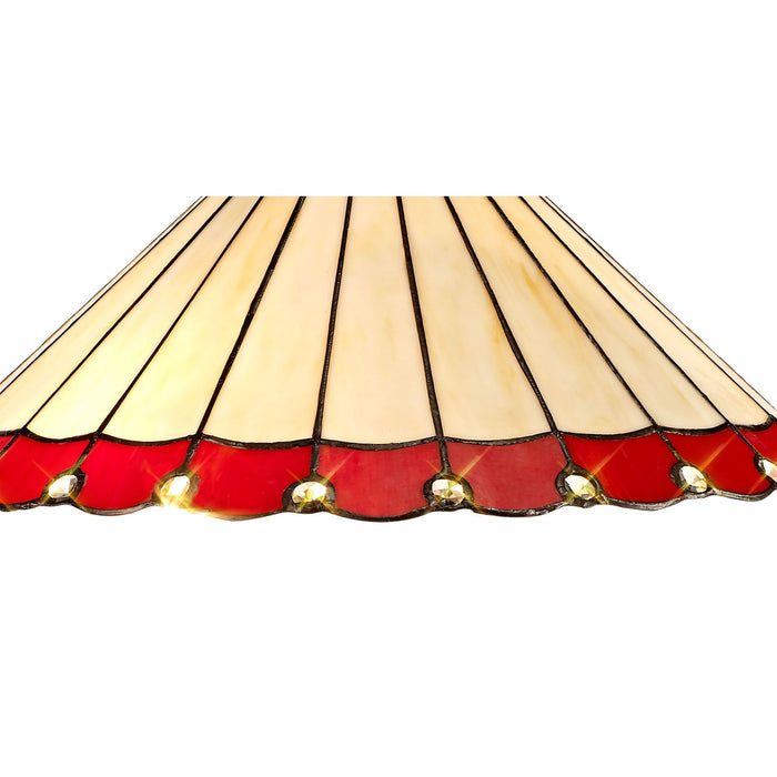 Nelson Lighting NLK03019 Umbrian 2 Light Octagonal Floor Lamp With 40cm Tiffany Shade Red/Chrome/Crystal/Aged Antique Brass