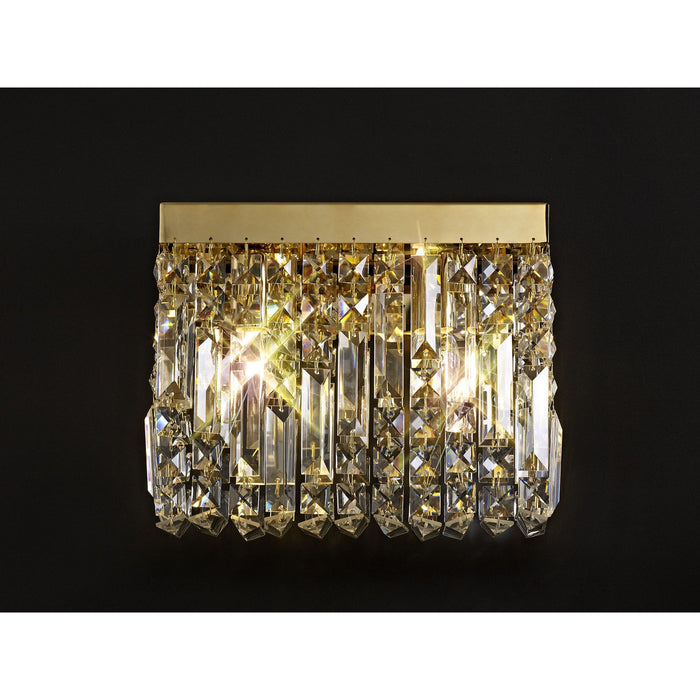 Nelson Lighting NL78209 Zian 29x13cm Rectangular Small Wall Lamp 2 Light Gold/Crystal