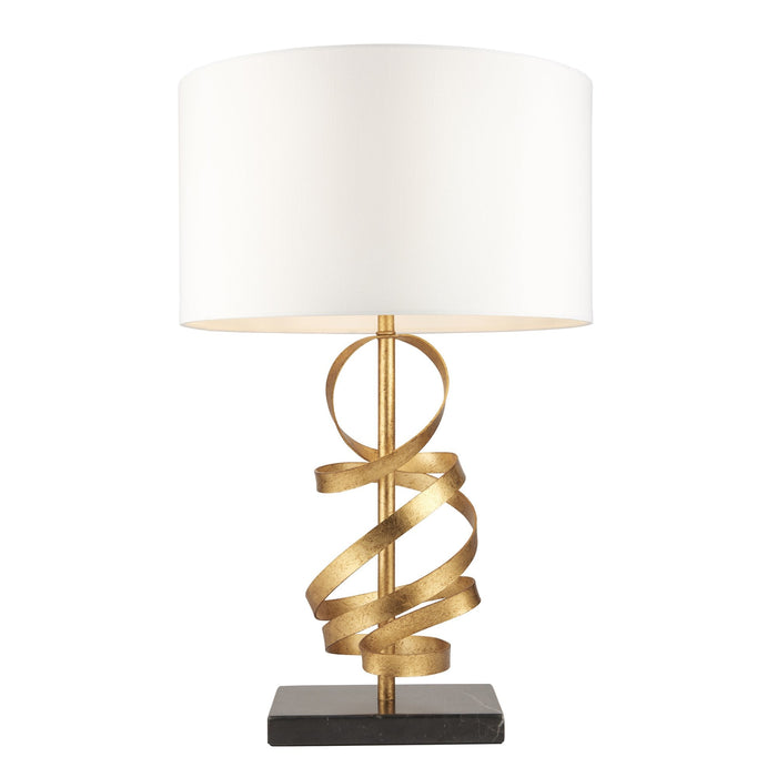 Nelson Lighting NL842071 1 Light Table Lamp Gold Leaf With Ivory Cotton And Black Marble