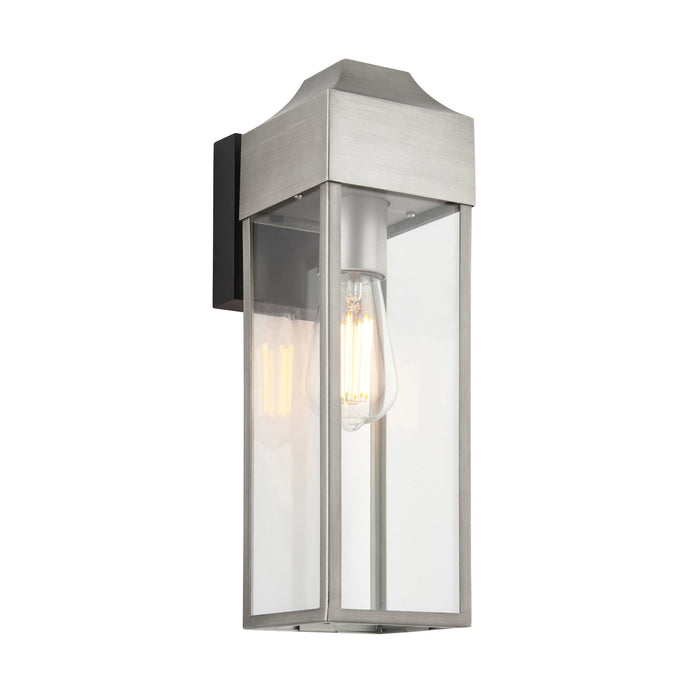 Nelson Lighting NL945529 Outdoor Wall 1 Light Brushed Silver Finish, Matt Black And Clear Glass