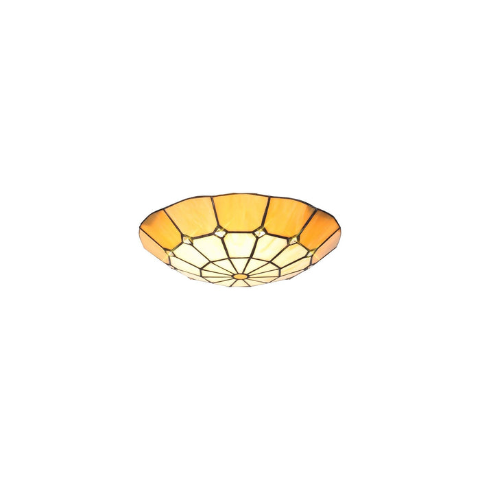 Nelson Lighting NL72369 Archie Tiffany Non-electric Up Lighter Shade Cream/Beige/Clear Crystal Centre/Aged Antique Brass Trim