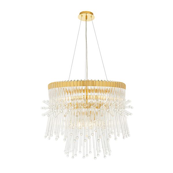 Nelson Lighting NL941941 9 Light Pendant Polished Gold Plated Finish With Clear Glass