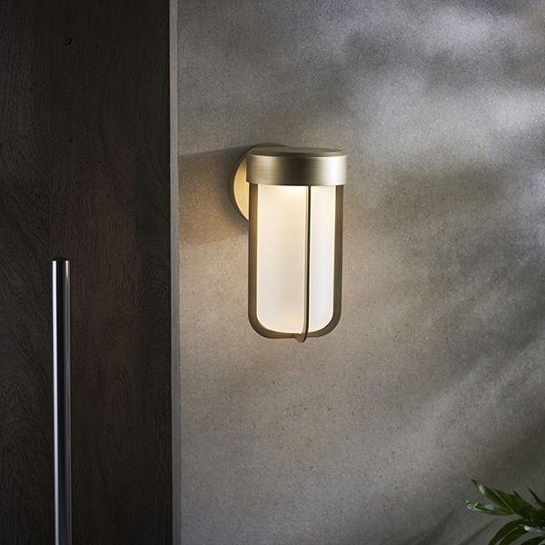 Nelson Lighting NL944991 Outdoor LED Wall Light Brushed Gold Finish & Frosted Glass