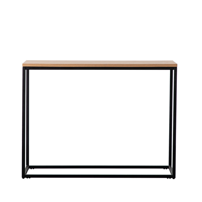 Endon 109470 Natural Oak Veneer And Matt Black Console Table