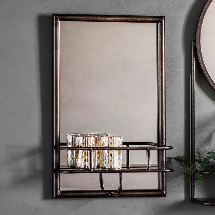 Endon 109711 Rustic Bronze Rectangle Mirror With Shelf