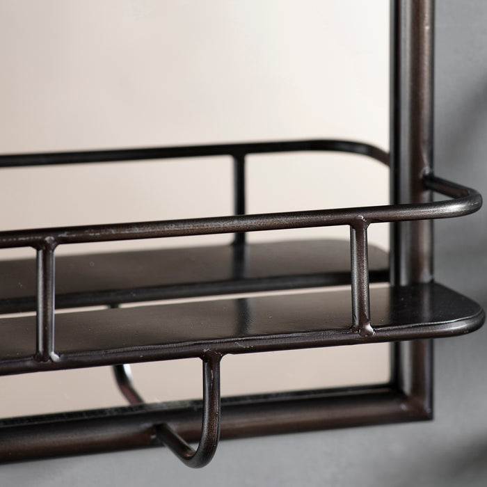 Endon 109711 Rustic Bronze Rectangle Mirror With Shelf