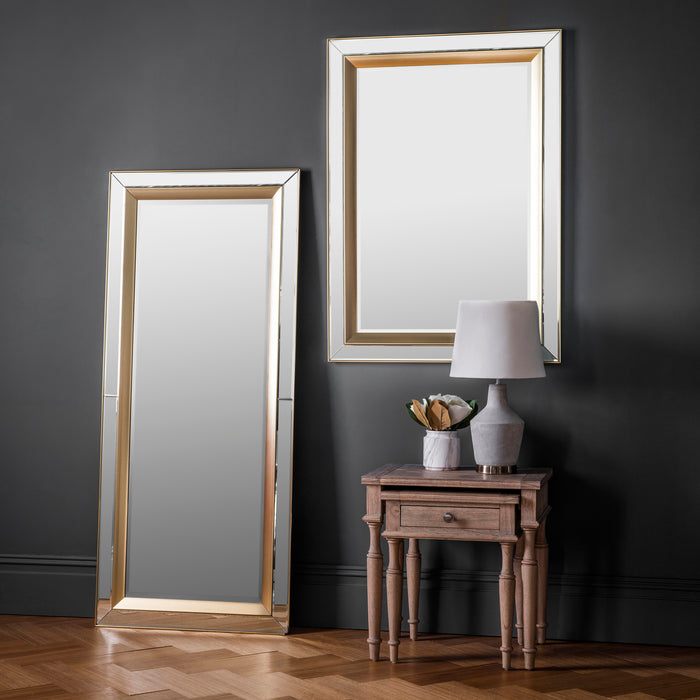 Endon 109726 Brushed Gold Bevelled Medium Rectangle Mirror