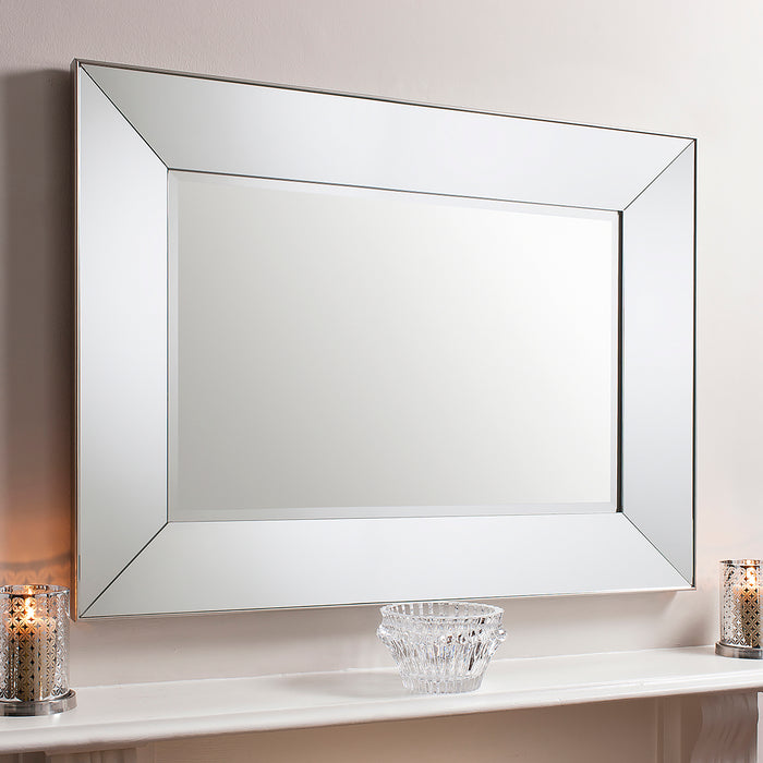 Endon 109770 Satin Silver Bevelled Edge Rectangular Mirror
