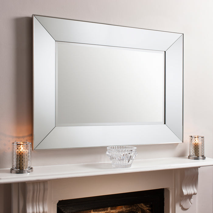 Endon 109770 Satin Silver Bevelled Edge Rectangular Mirror