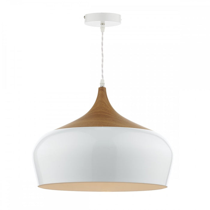Dar GAU8602 Gaucho 1 Light Pendant White Large