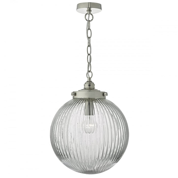 Dar TAM0138 Tamara 1 Light Pendant Satin Nickel/ Clear