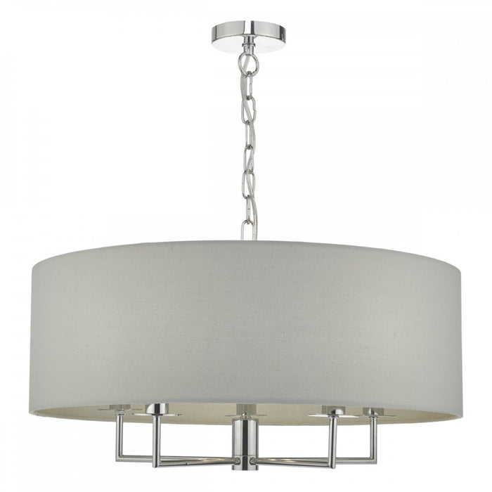 Dar JAM0539 Jamelia 5 Light Pendant Polished Chrome Grey
