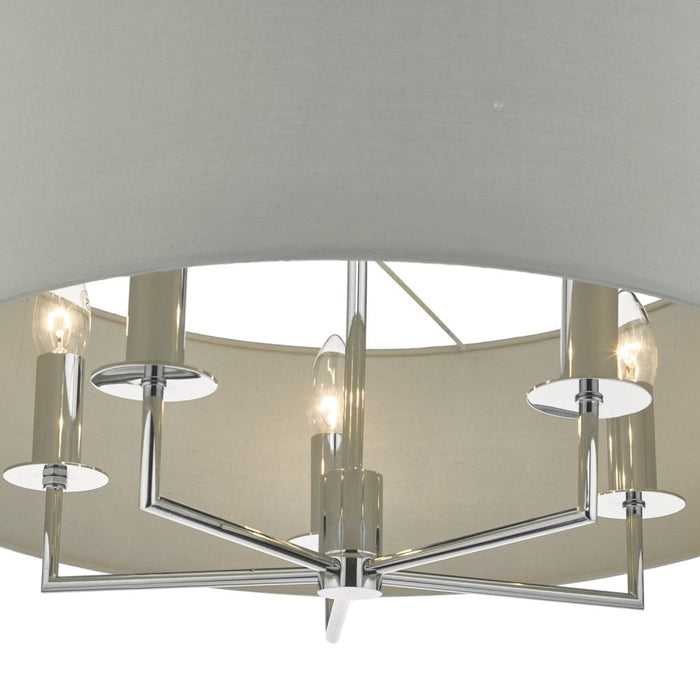 Dar JAM0539 Jamelia 5 Light Pendant Polished Chrome Grey