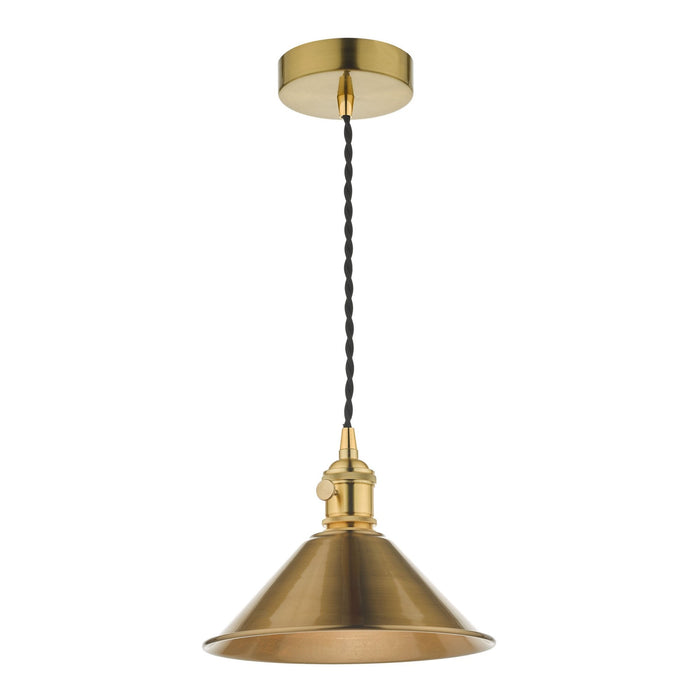 Dar Wisebuys HAD0140-01 Hadano 1 Light Pendant Natural Brass With Aged Brass Shade