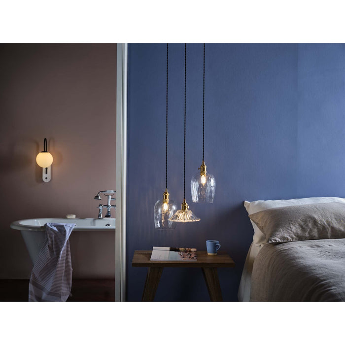 Dar Wisebuys HAD0140-03 Hadano 1 Light Pendant Natural Brass With Dimpled Glass Shade