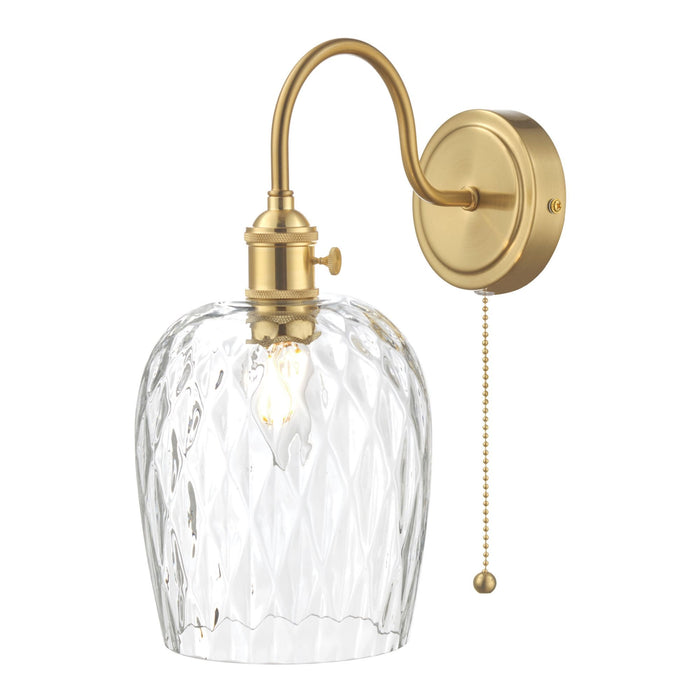 Dar Wisebuys HAD0740-03 Hadano 1 Light Wall Light Brass With Dimpled Shade