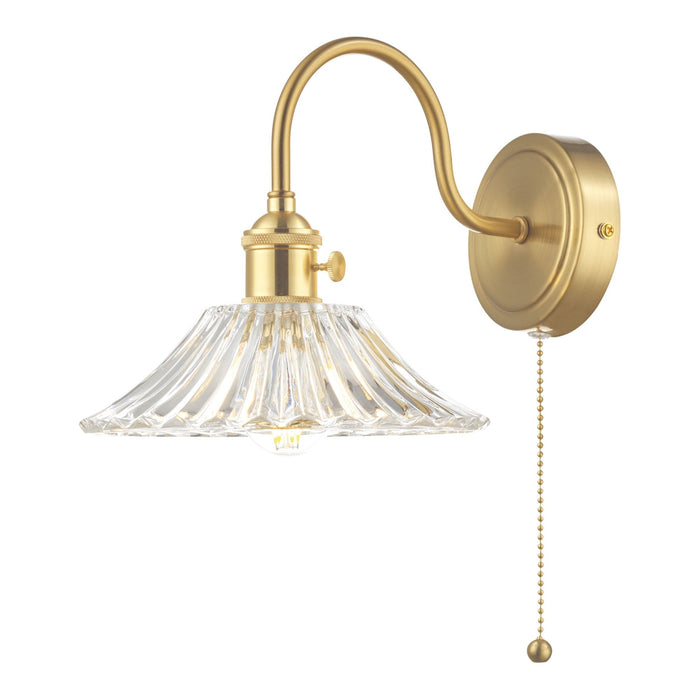Dar Wisebuys HAD0740-04 Hadano 1 Light Wall Light Brass With Flared Glass Shade
