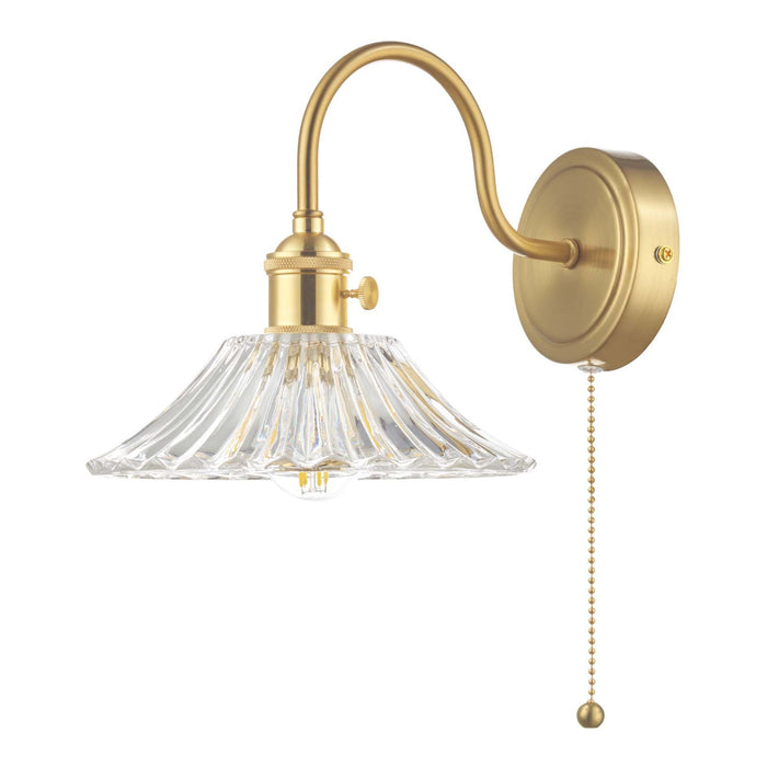 Dar Wisebuys HAD0740-04 Hadano 1 Light Wall Light Brass With Flared Glass Shade