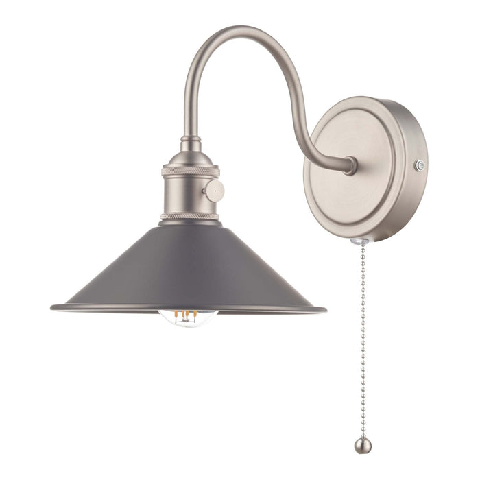 Dar Wisebuys HAD0761-02 Hadano 1 Light Wall Light Antique Chrome With Antique Pewter Shade