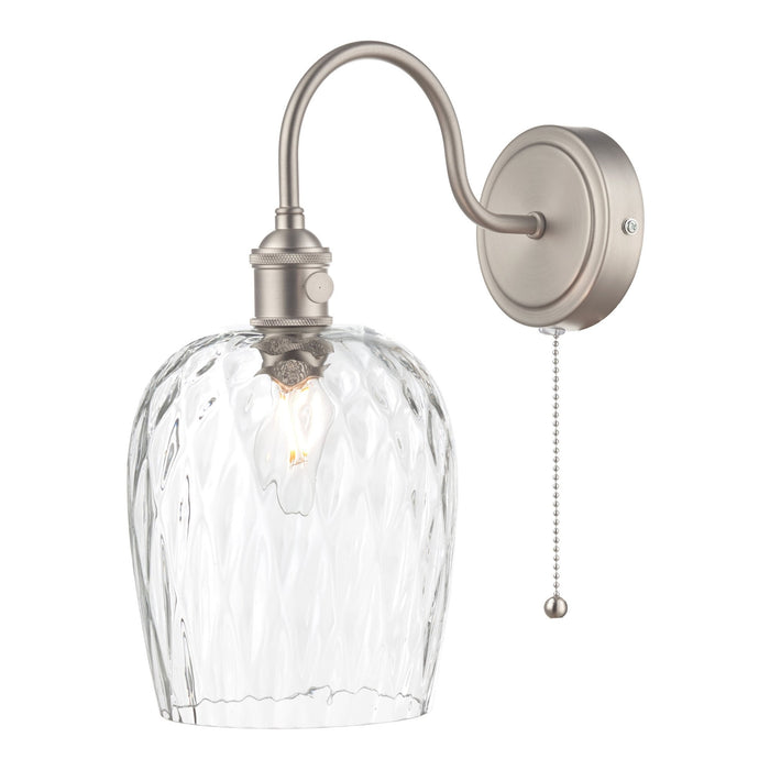 Dar Wisebuys HAD0761-03 Hadano 1 Light Wall Light Antique Chrome With Dimpled Glass Shade