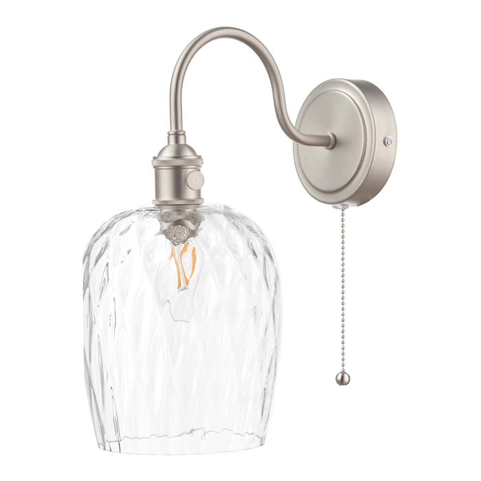 Dar Wisebuys HAD0761-03 Hadano 1 Light Wall Light Antique Chrome With Dimpled Glass Shade