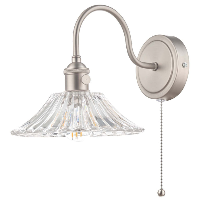 Dar Wisebuys HAD0761-04 Hadano 1 Light Wall Light Antique Chrome With Flared Glass shade