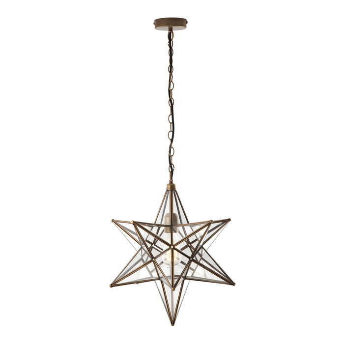 Dar ILA8675 Ilario 1 Light Star Pendant Large Antique Brass