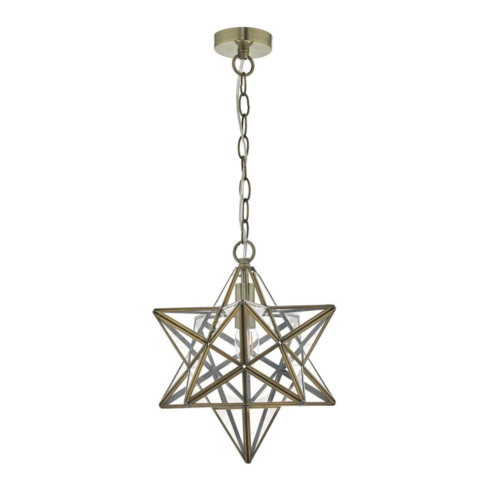 Dar ILA8675 Ilario 1 Light Star Pendant Large Antique Brass