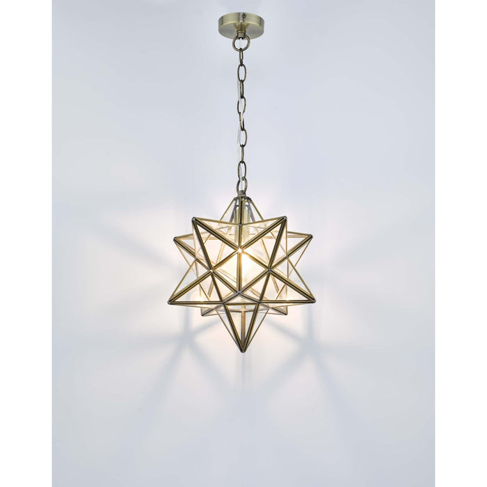 Dar ILA8675 Ilario 1 Light Star Pendant Large Antique Brass