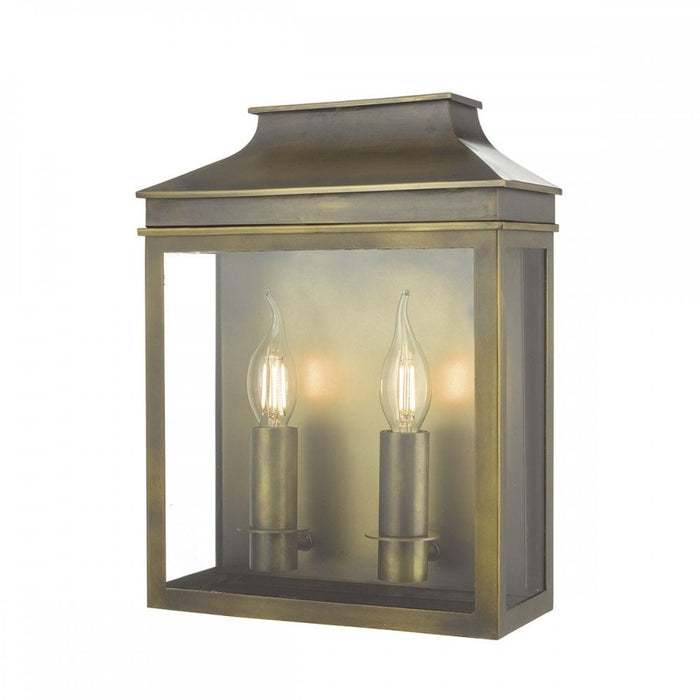 Dar VAP5045 Vapour Outdoor 2 Light Coach Lantern Wall Light Weathered Brass