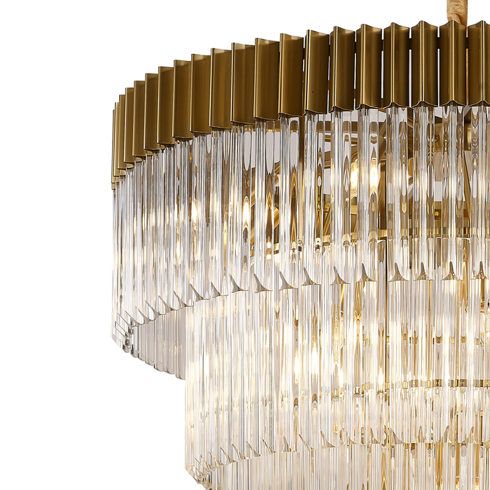 NL9868BR/CL Kobra 23 Light 5 Tier Round Pendant Brass/Clear Glass