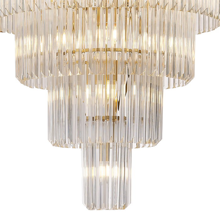 NL9868BR/CL Kobra 23 Light 5 Tier Round Pendant Brass/Clear Glass