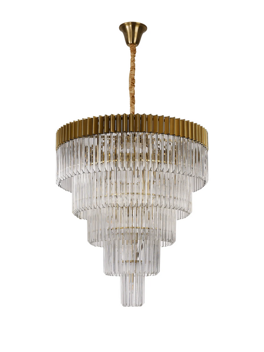NL9868BR/CL Kobra 23 Light 5 Tier Round Pendant Brass/Clear Glass