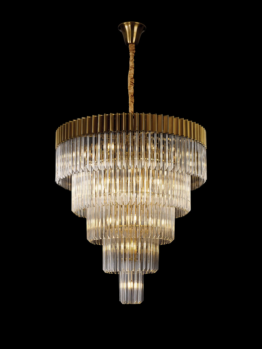 NL9868BR/CL Kobra 23 Light 5 Tier Round Pendant Brass/Clear Glass