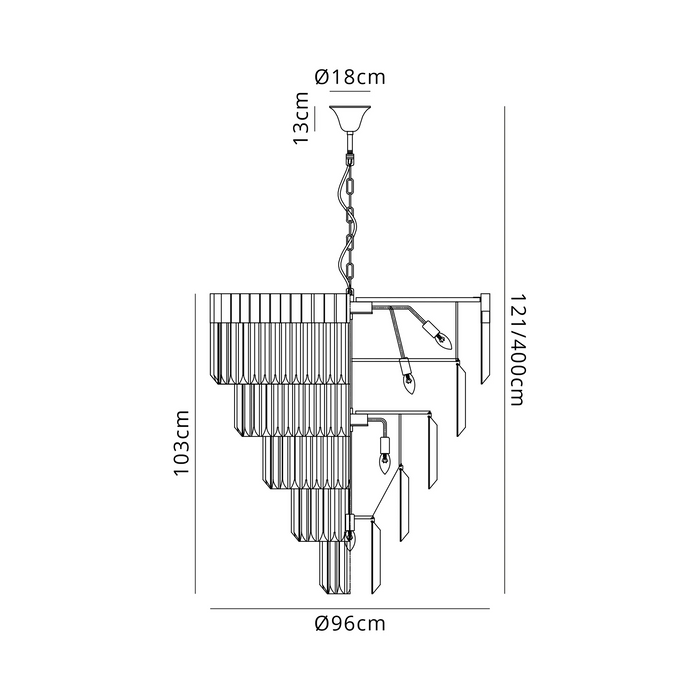 NL9868BR/CL Kobra 23 Light 5 Tier Round Pendant Brass/Clear Glass