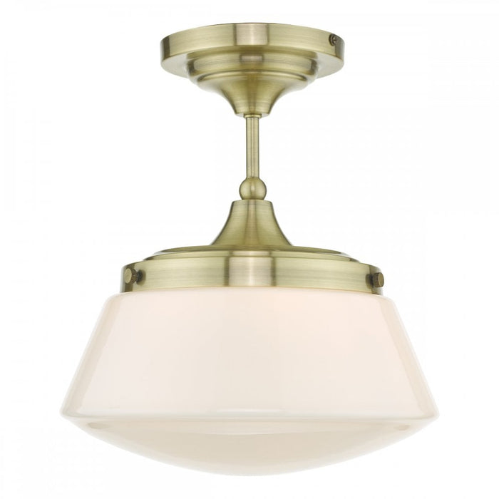 Dar CAD0175 Caden Bathroom Semi Flush Antique Brass Opal Glass