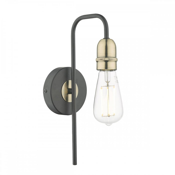 Dar Wisebuys KIE0722 Kiefer 1 Light Wall Light Black And Antique Brass
