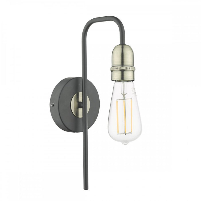 Dar Wisebuys KIE0722 Kiefer 1 Light Wall Light Black And Antique Brass