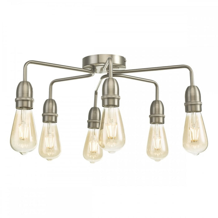 Dar Wisebuys KIE0646 Kiefer 6 Light Flush Satin Chrome